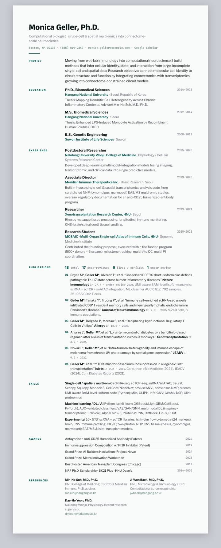 Cold Spring Harbor CV template preview