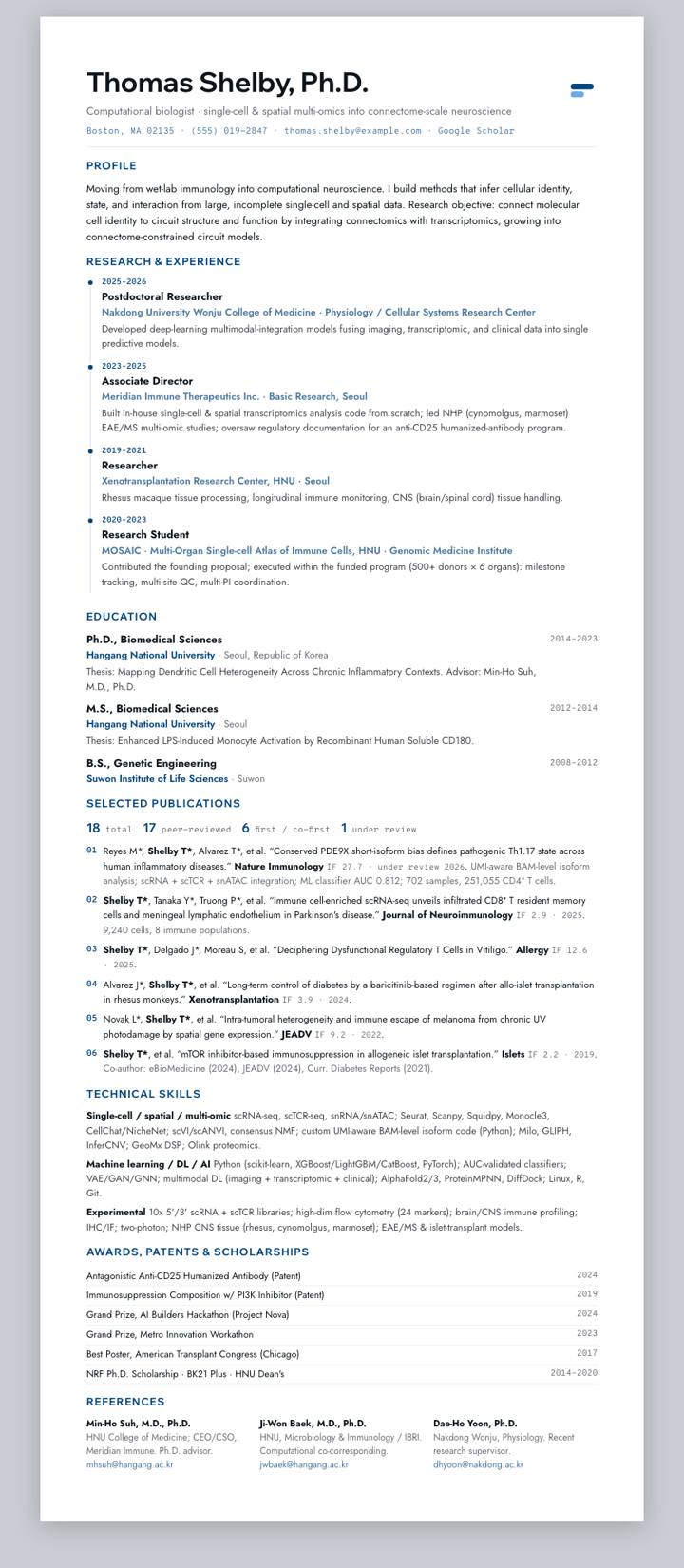 Dana-Farber CV template preview