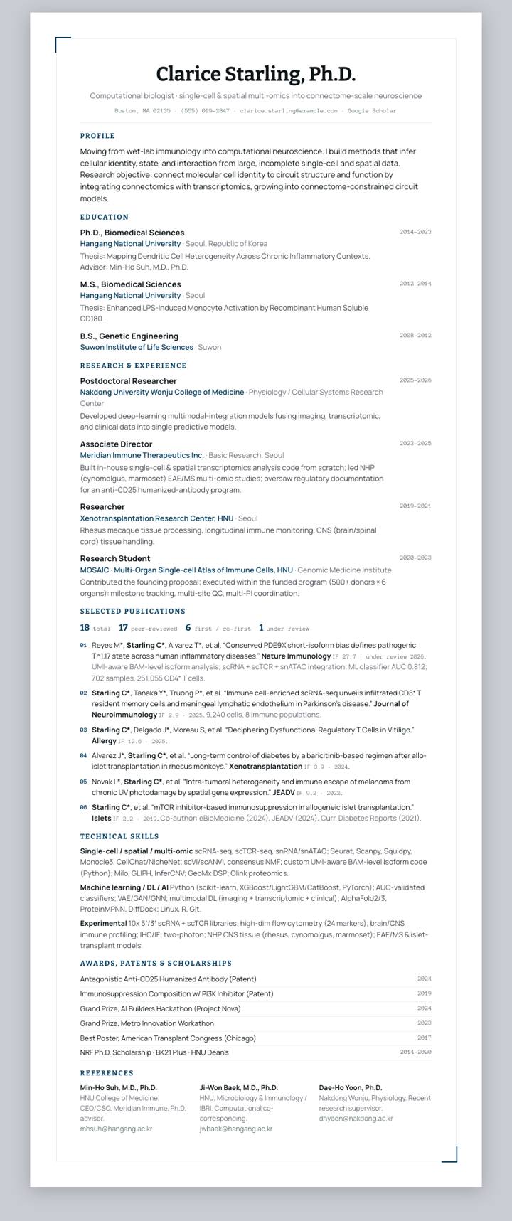 Cambridge CV template preview