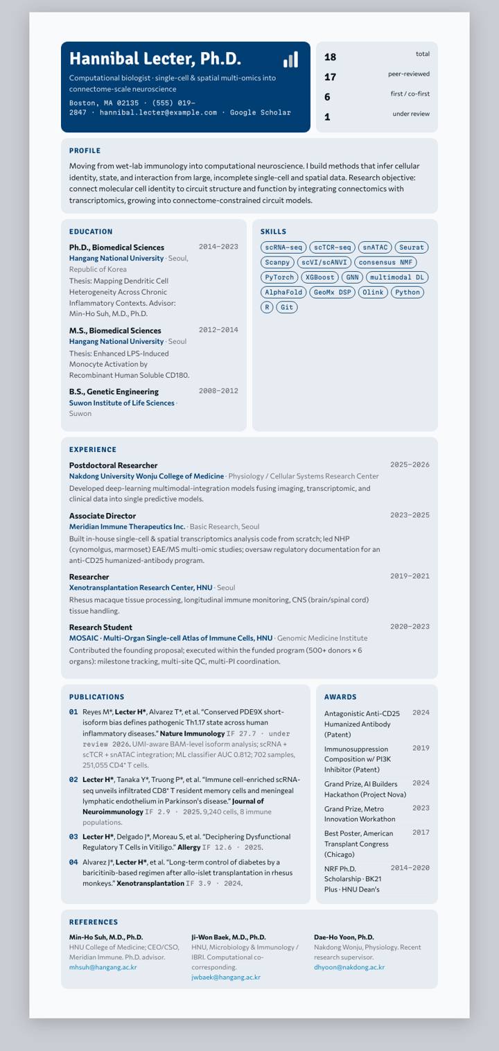 Imperial College CV template preview