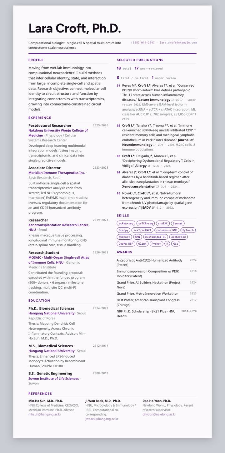 UCL CV template preview