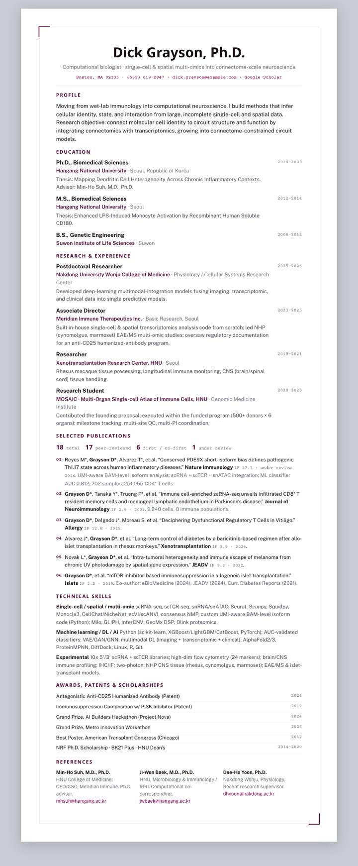 Karolinska CV template preview