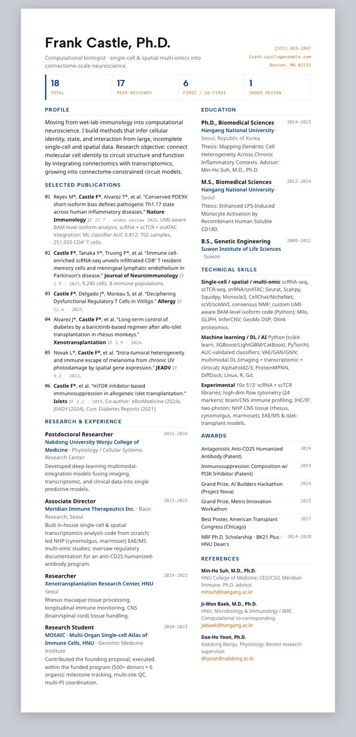 NUS CV template preview