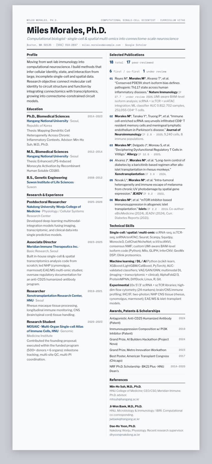 Hangang National University CV template preview