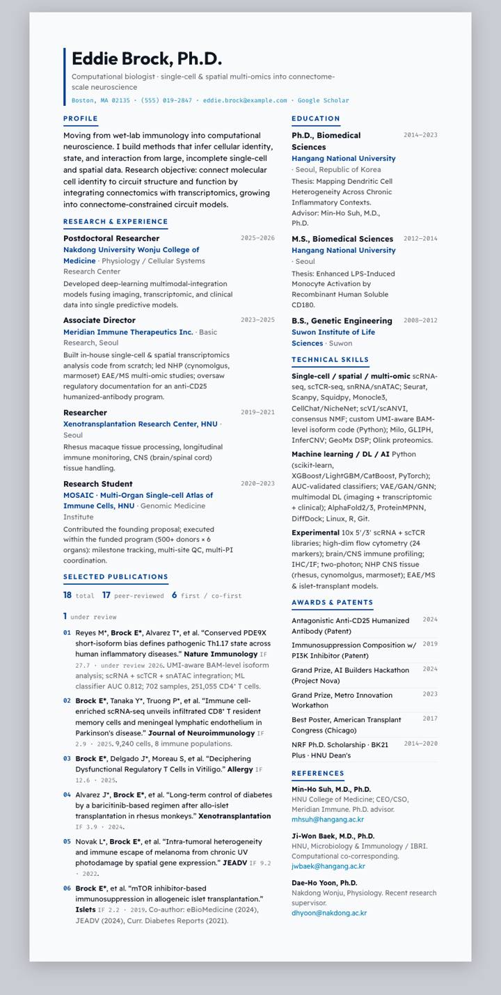 KAIST CV template preview