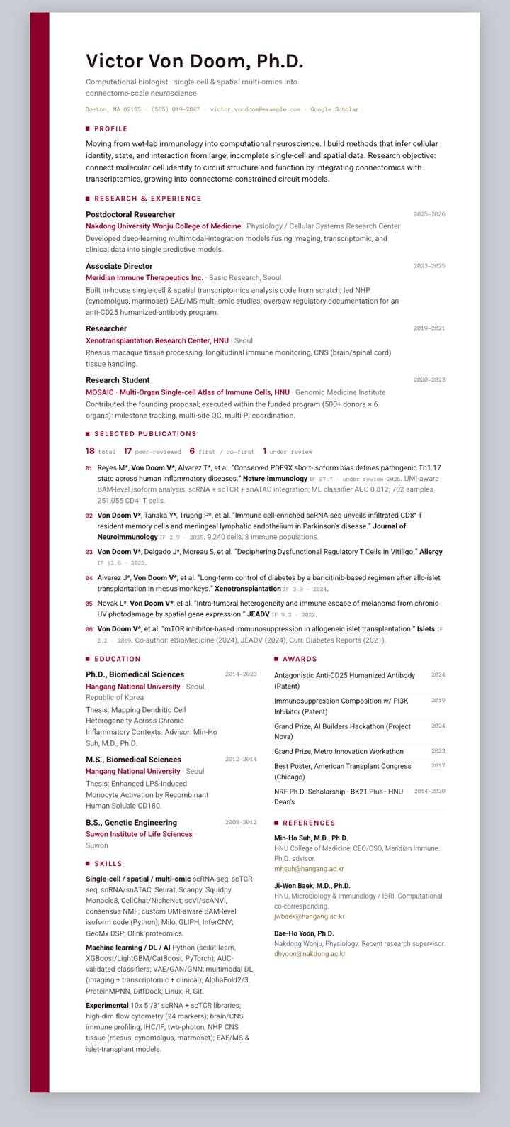 POSTECH CV template preview