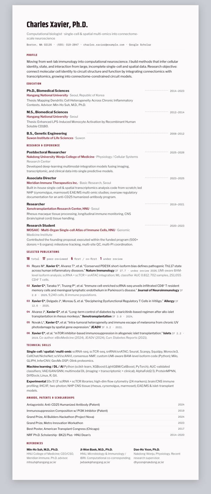 Sogang University CV template preview