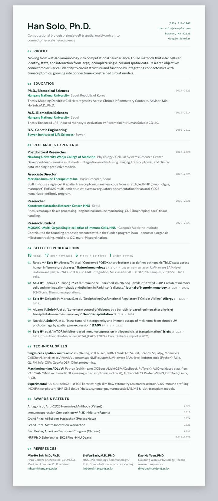 Ewha Womans University CV template preview