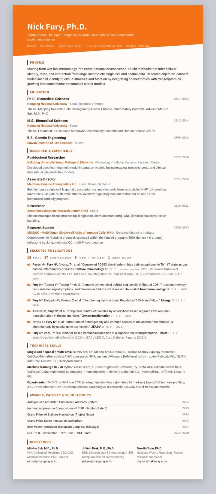Dongguk University CV template preview