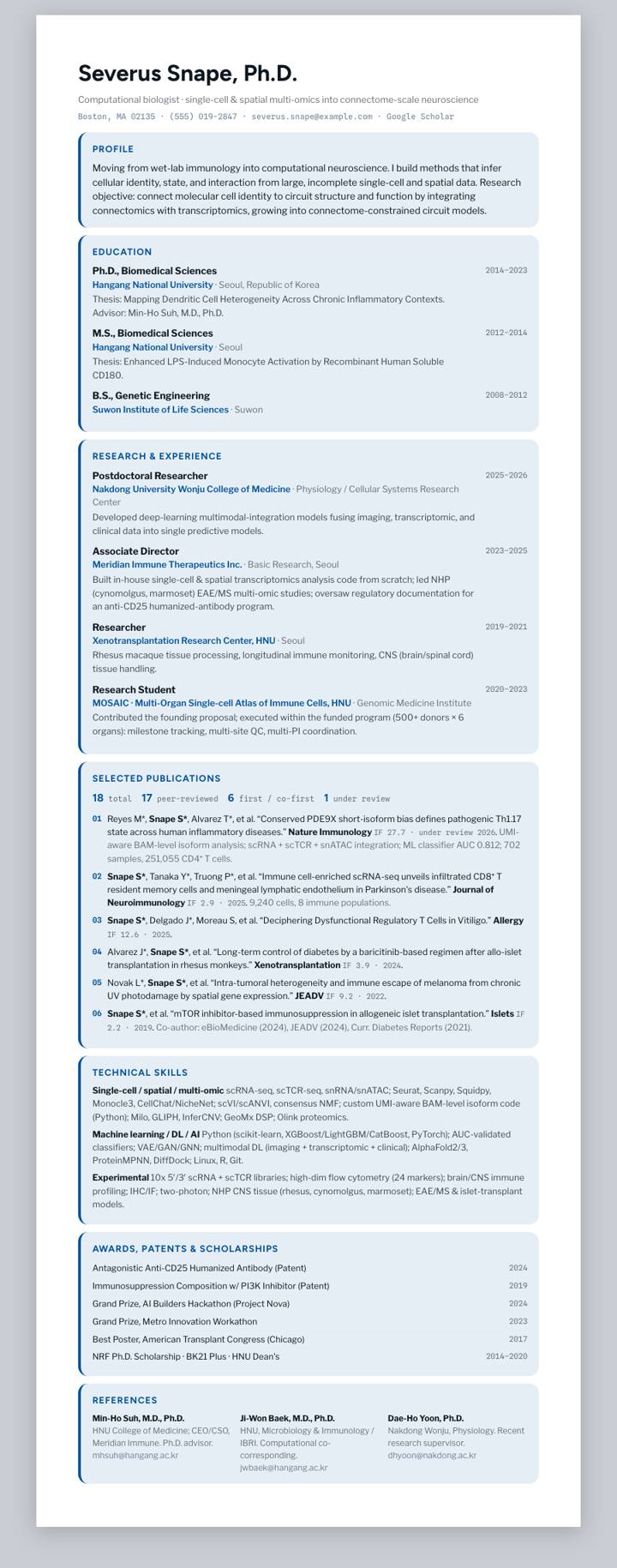Soongsil University CV template preview