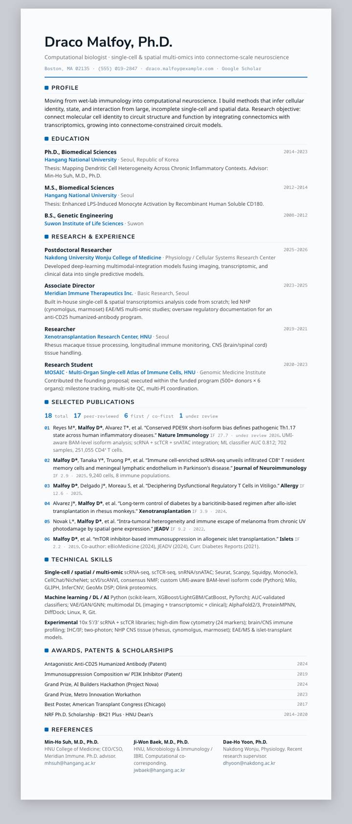 Inha University CV template preview