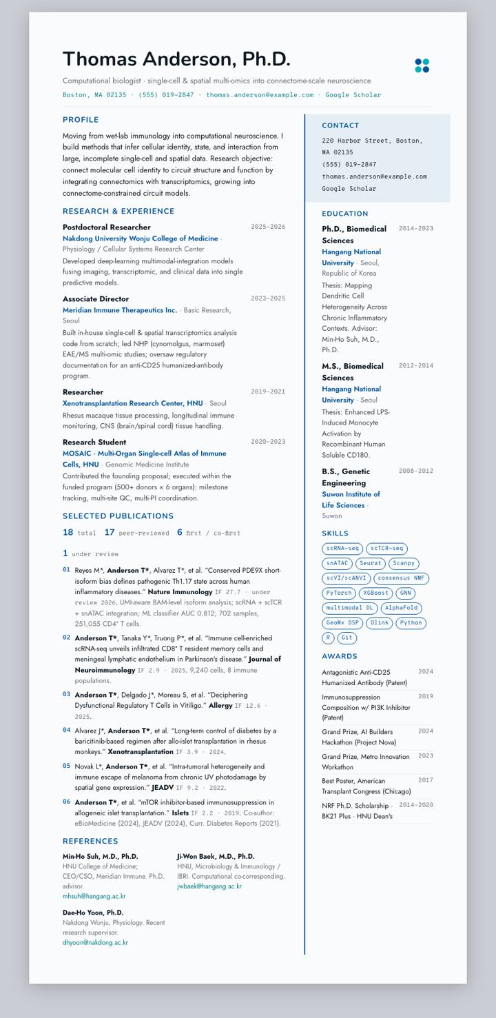 DGIST CV template preview
