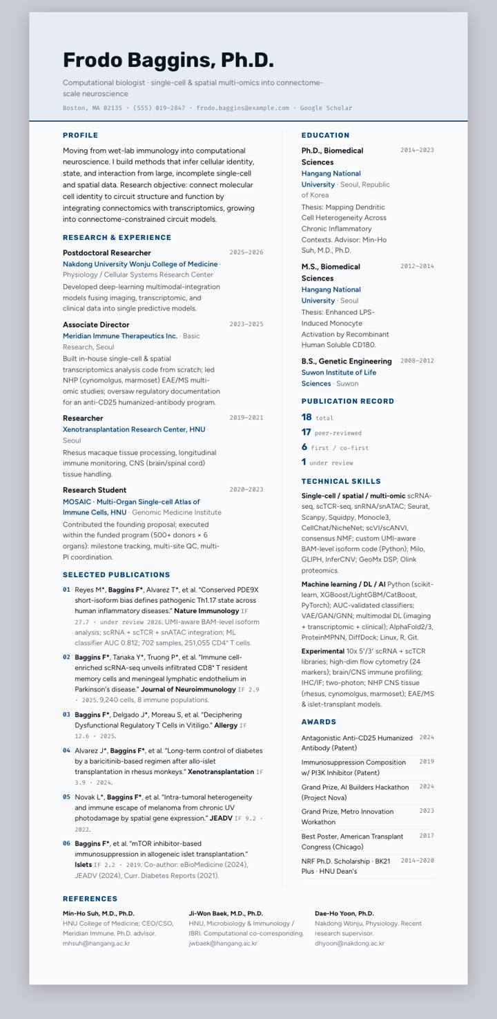 Kyungpook National University CV template preview