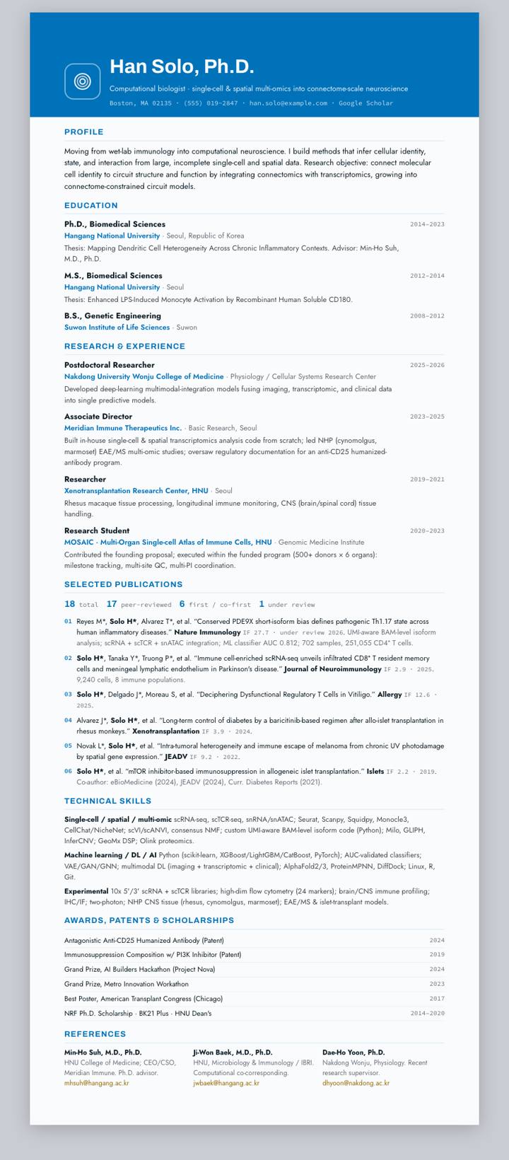 Jeju National University CV template preview