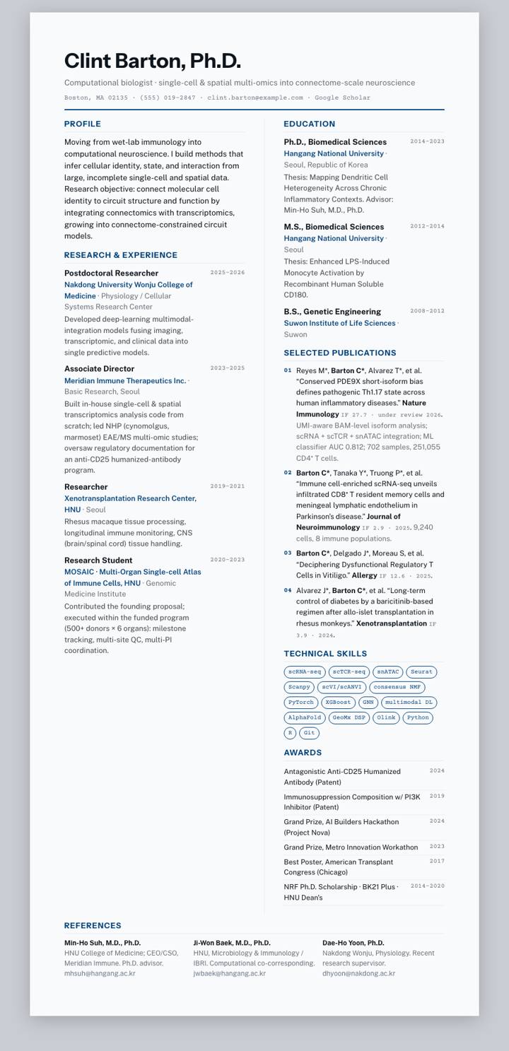 Gyeongsang National University CV template preview