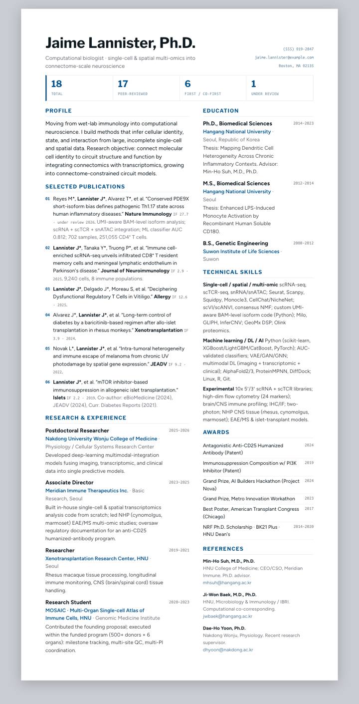 Pukyong National University CV template preview