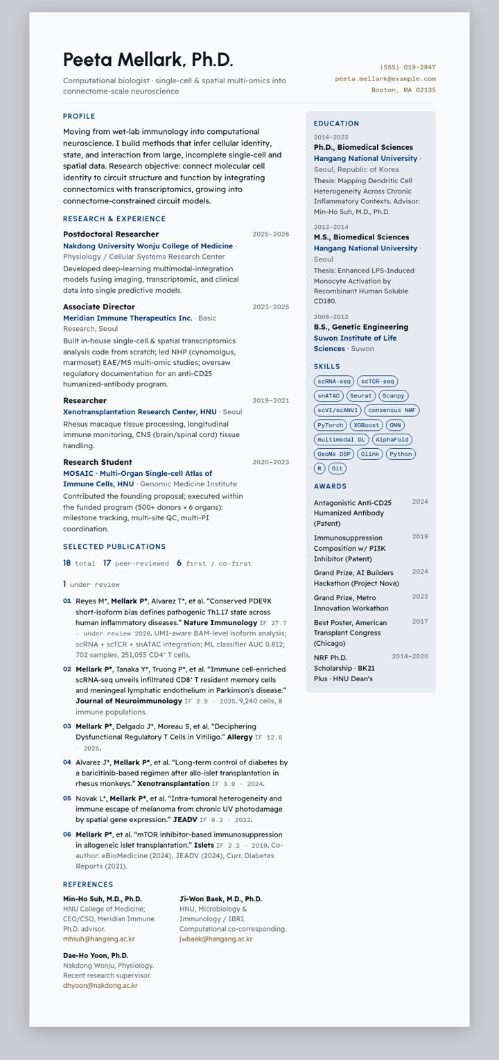 Myongji University CV template preview