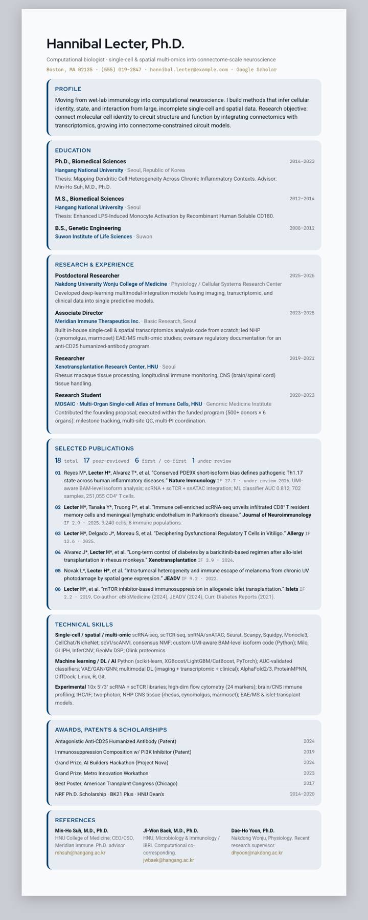 Dankook University CV template preview