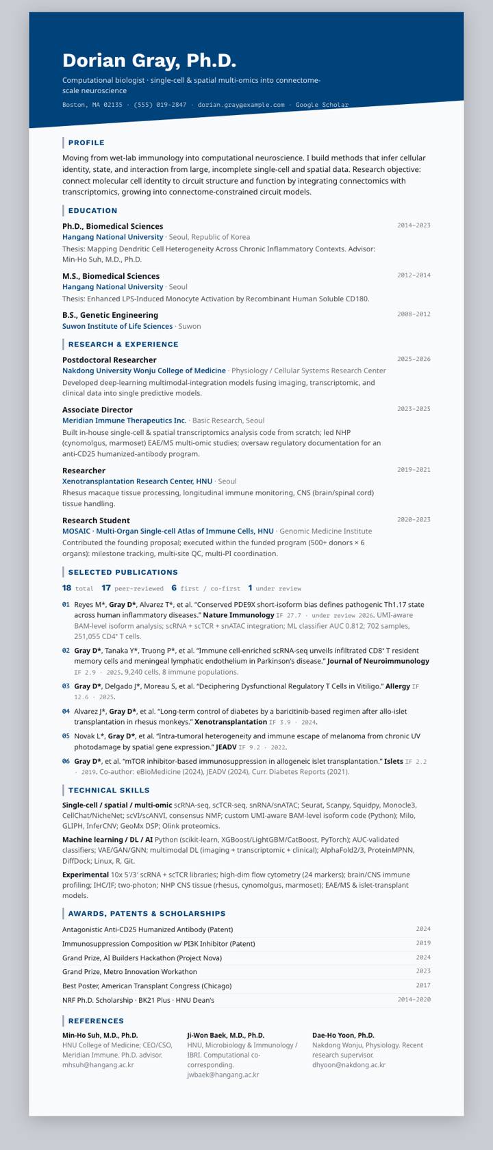 Yeungnam University CV template preview
