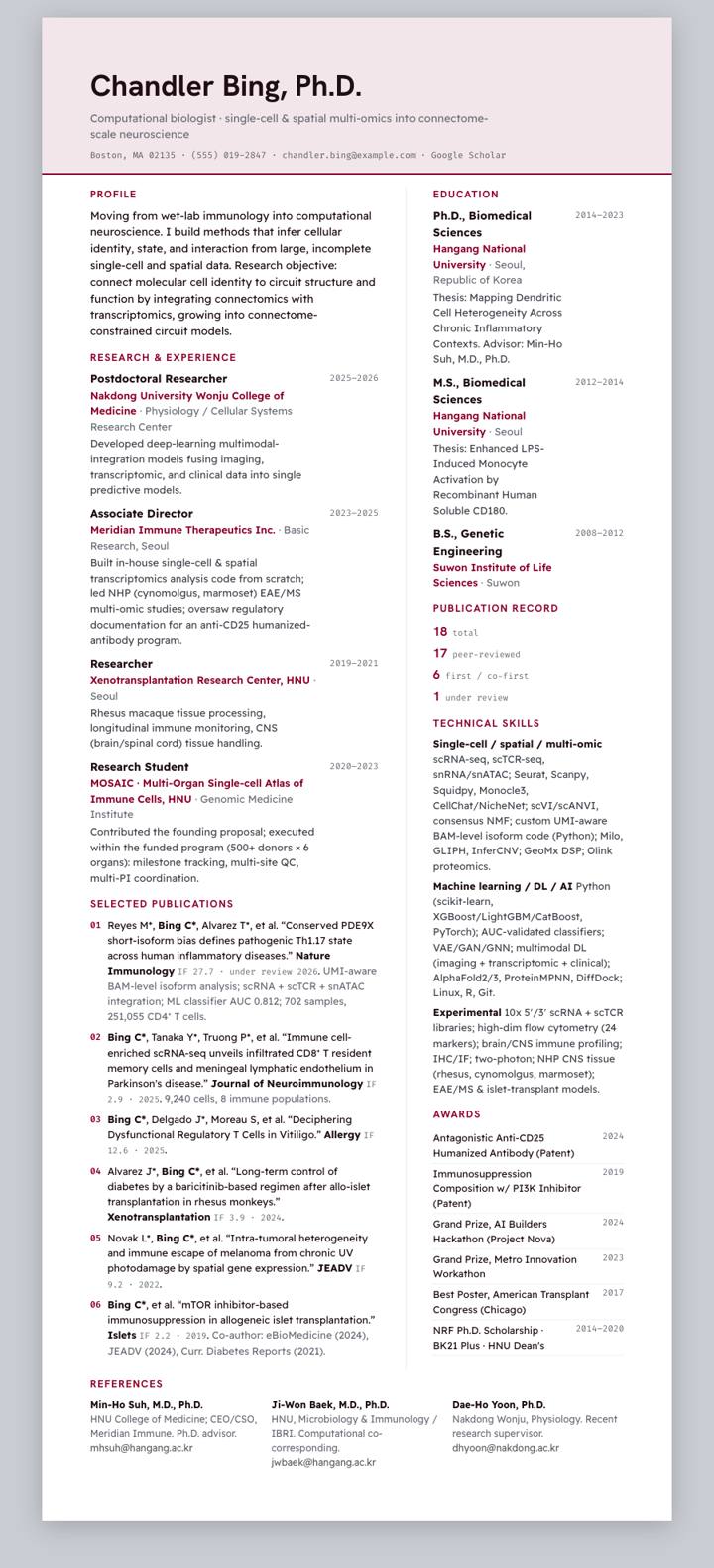 Keimyung University CV template preview