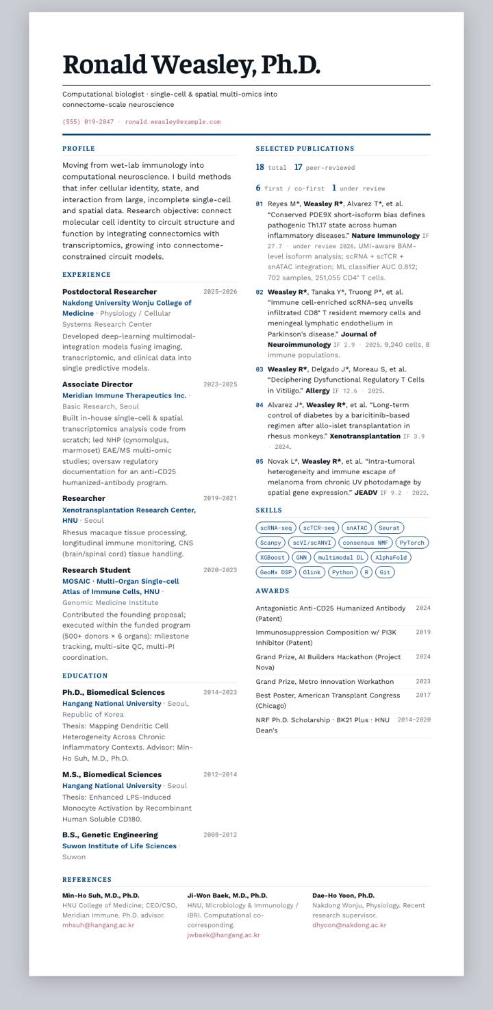 Sookmyung Women's University CV template preview